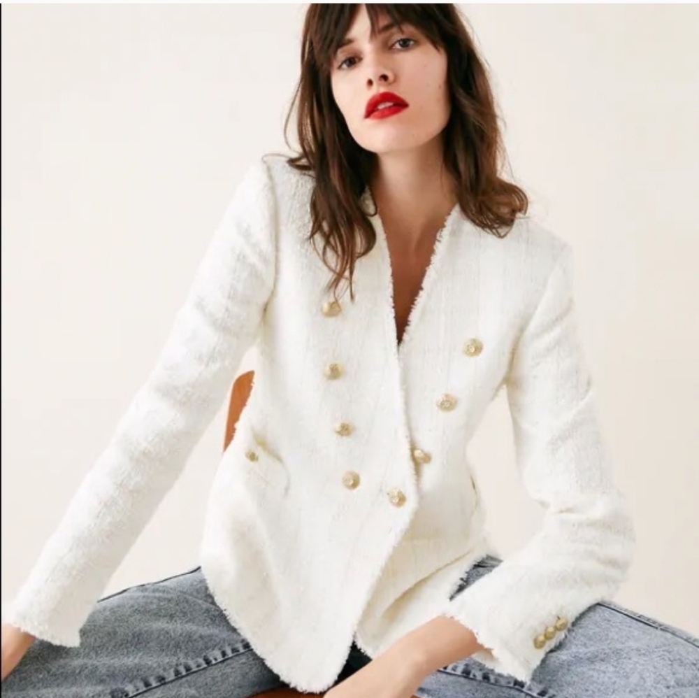 Zara Tweed Textured Blazer Jacket Size XS